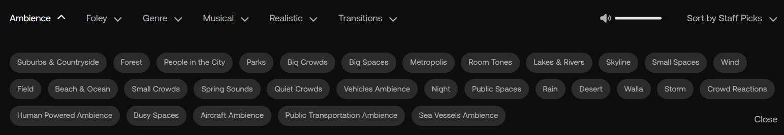 アートリストのサウンドエフェクトオプション