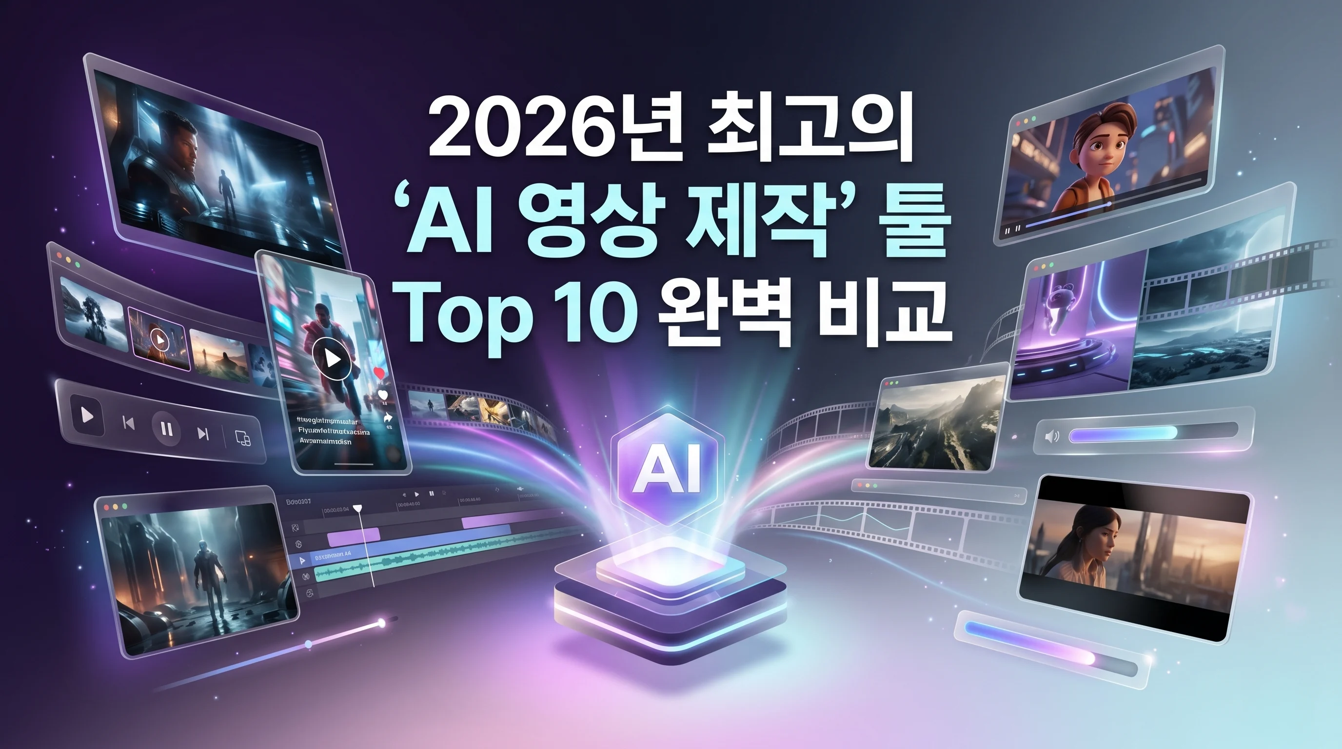 HIX.AI, Runway, Sora 등 2026년 최고의 AI 영상 제작 및 비디오 생성 도구 Top 10 비교 인포그래픽