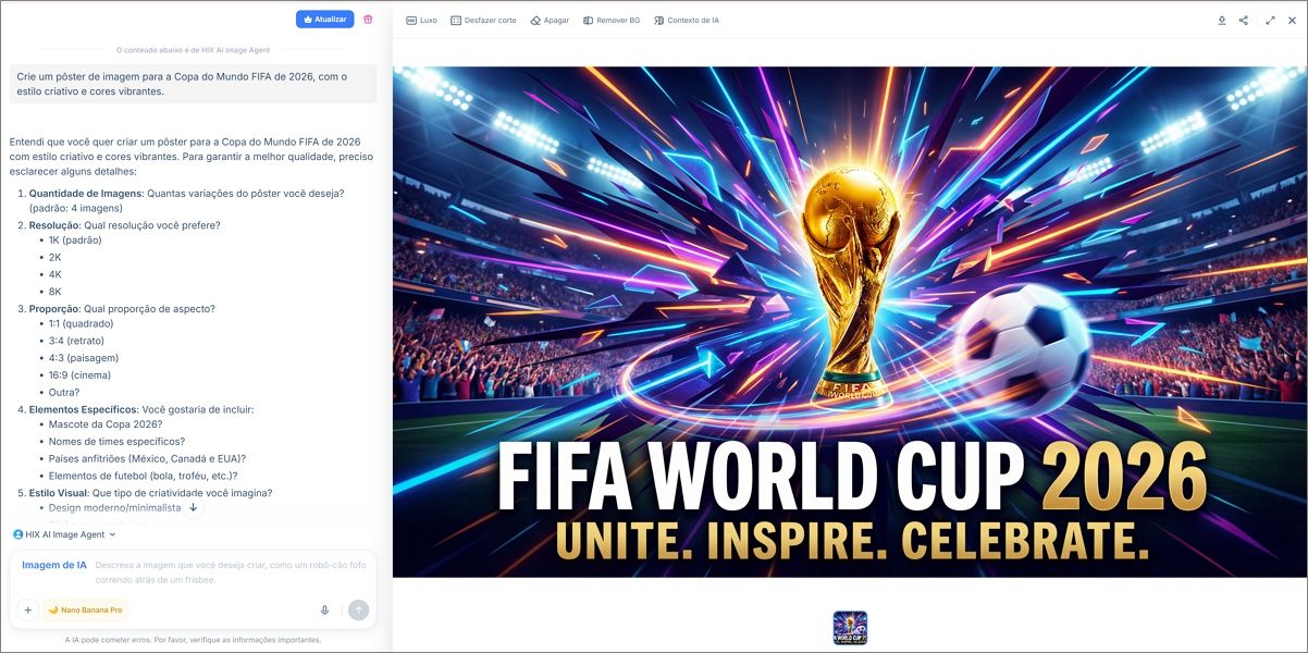 Criar imagem com HIX AI