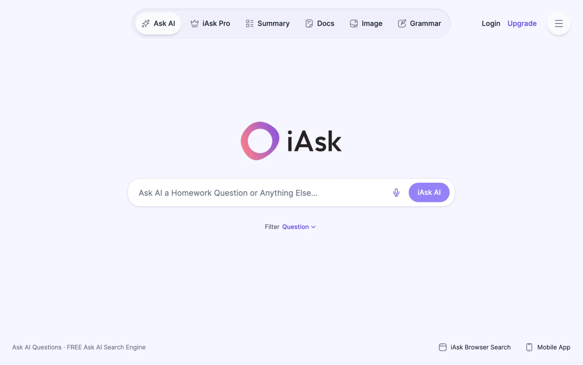 iAsk.aiの検索インターフェース