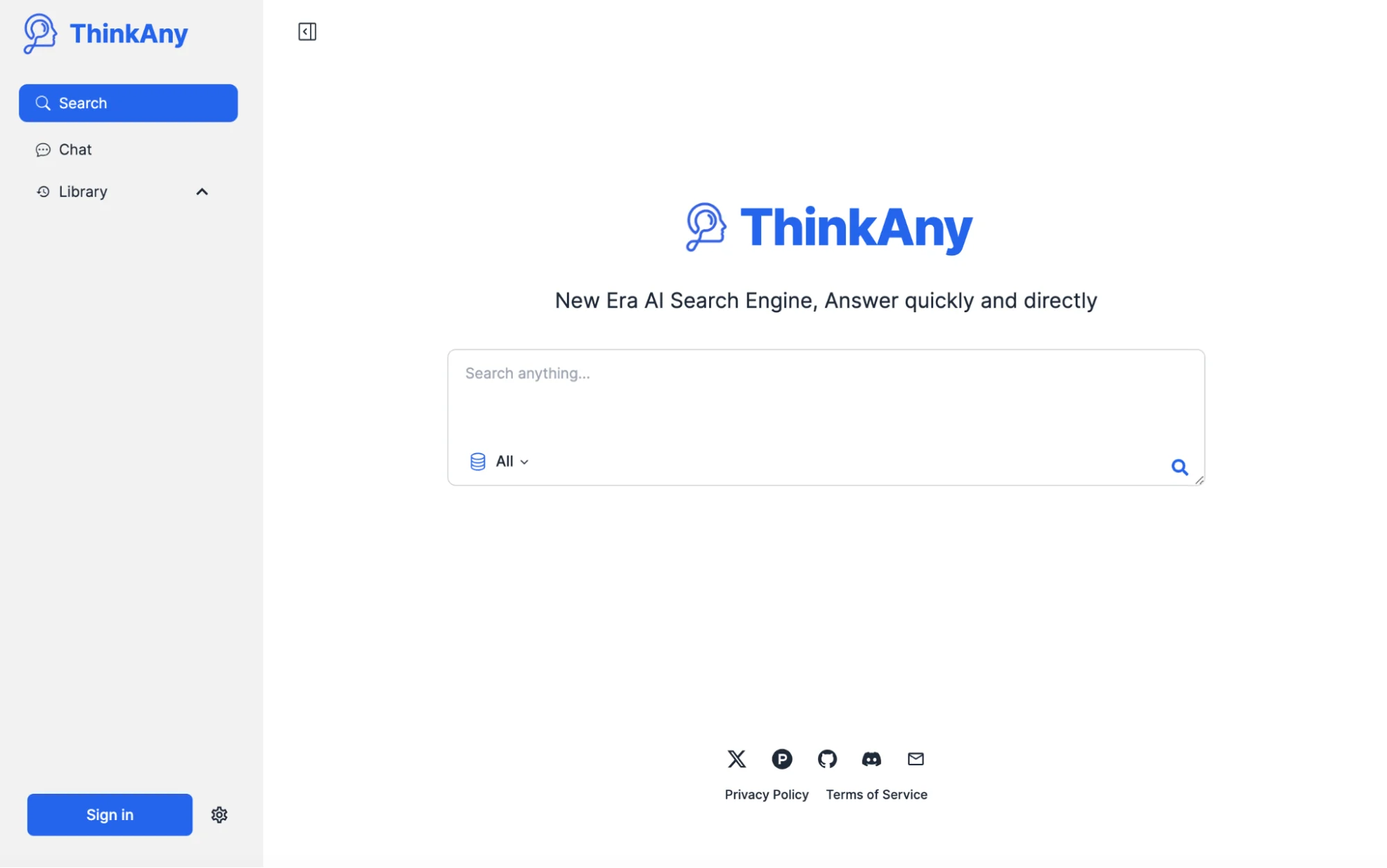 ThinkAnyのシンプルで使いやすい検索インターフェース