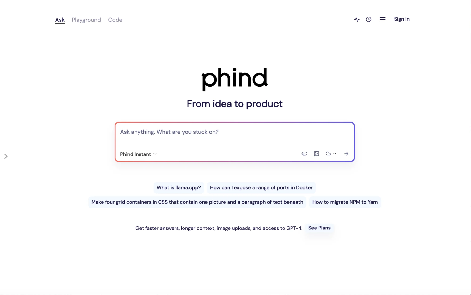Phindのプログラミング向けAI検索インターフェース