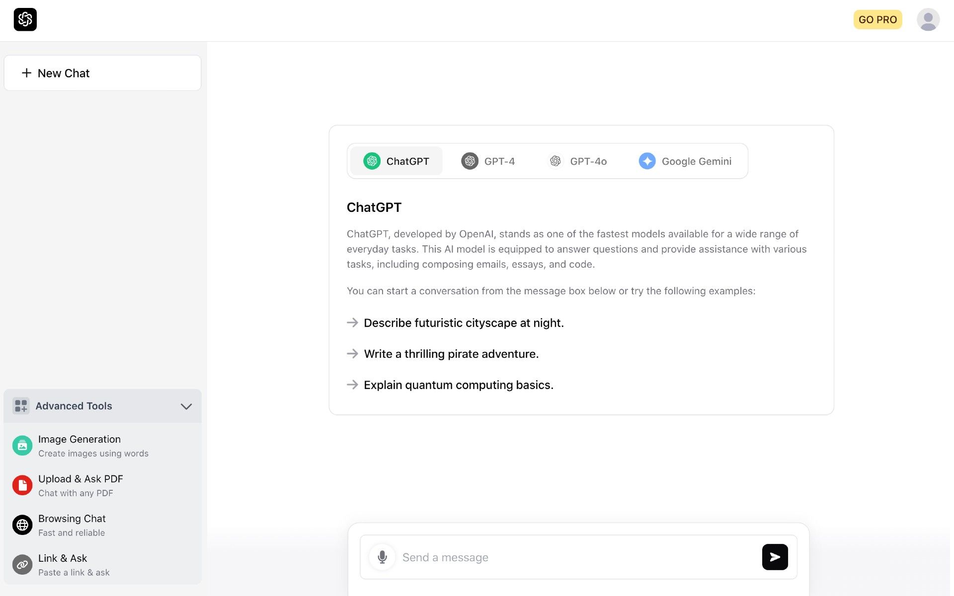 NovaのAIチャットインターフェース