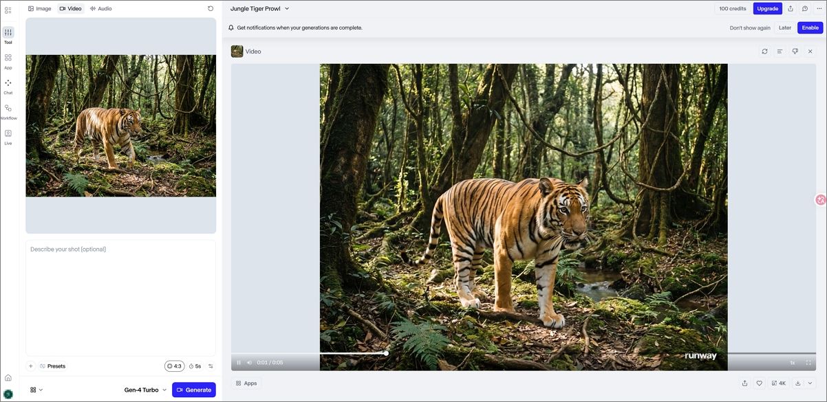 Criar vídeo animado com Runway